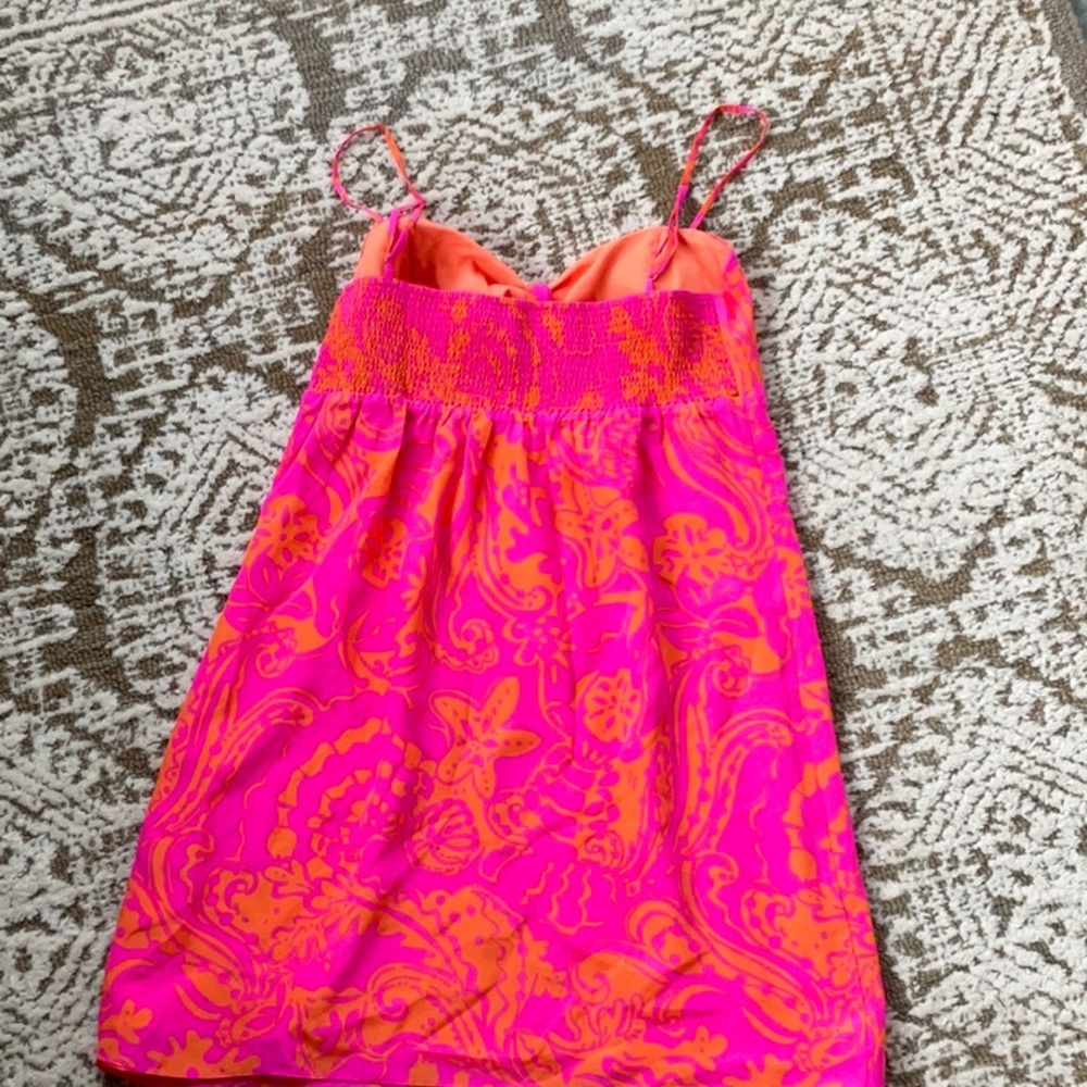 Lilly Pulitzer Hot Pink & Orange Paisley Tie-Front Mini Dress - Picture 2 of 3